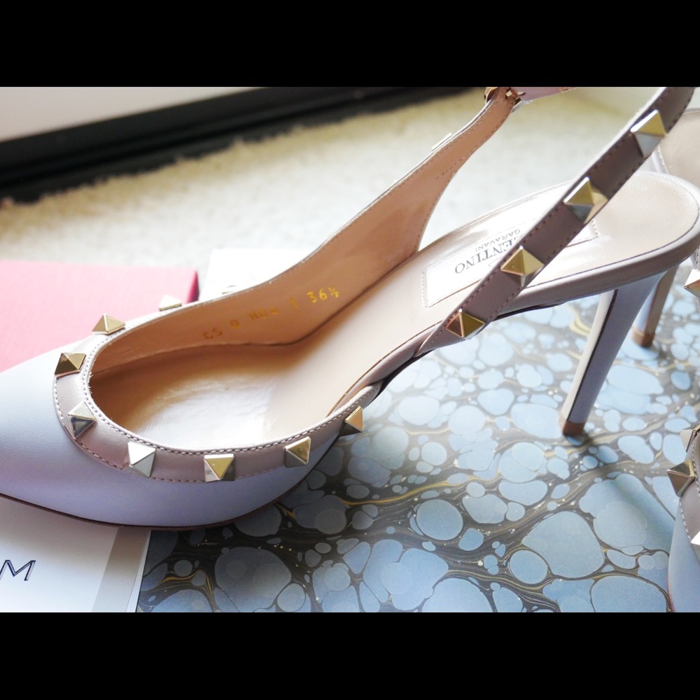 Valentino Slingback Rockstud Pumps in Poudre - Picture 5 of 8